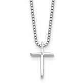 White Ice Sterling Silver Rhodium-Rhodium-Plated 18 inch Diamond Cross Necklace plus 2 inch Extender